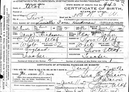 Utah Birth Records, 1905-1917